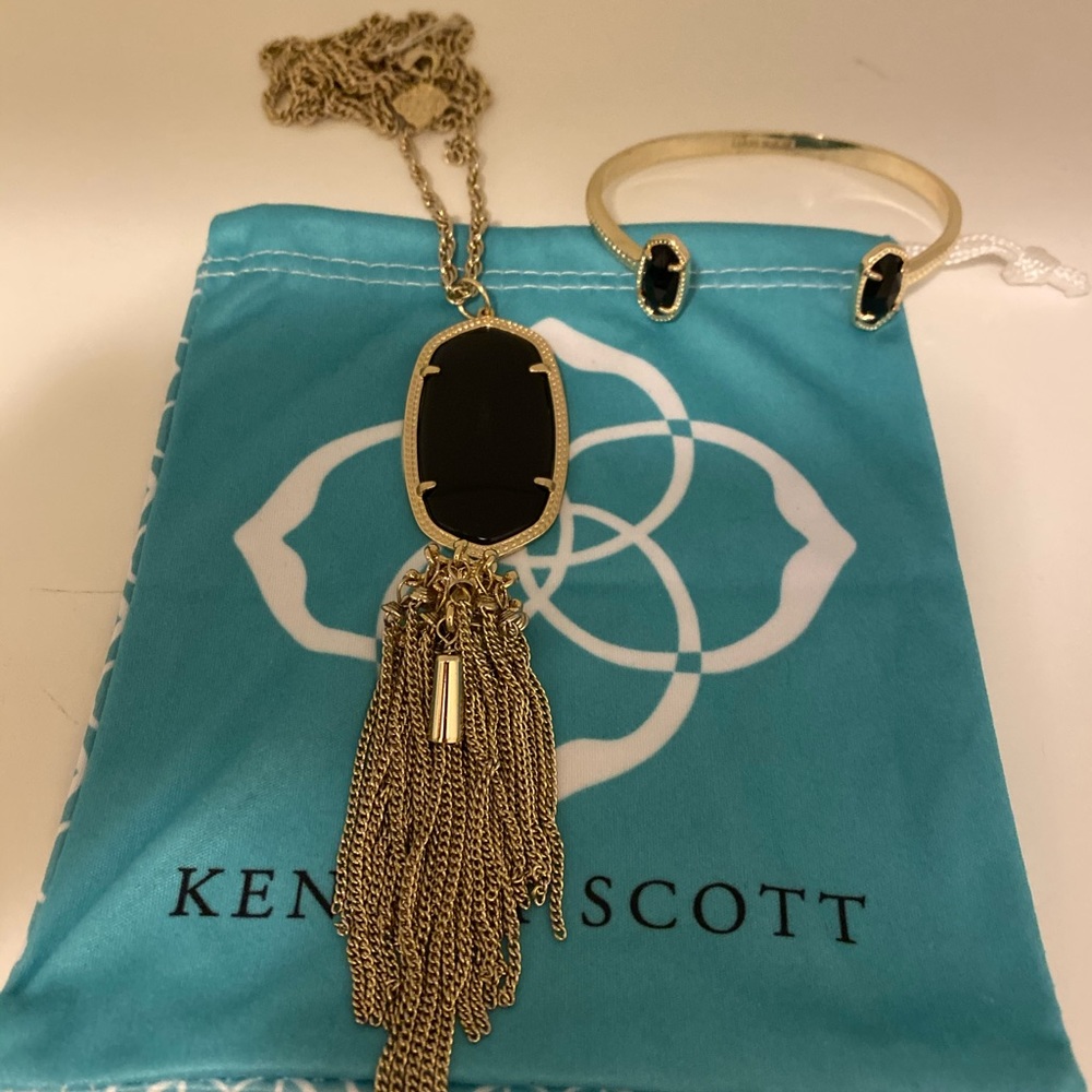 Kendra Scott Rayne necklace and bangle bracelet